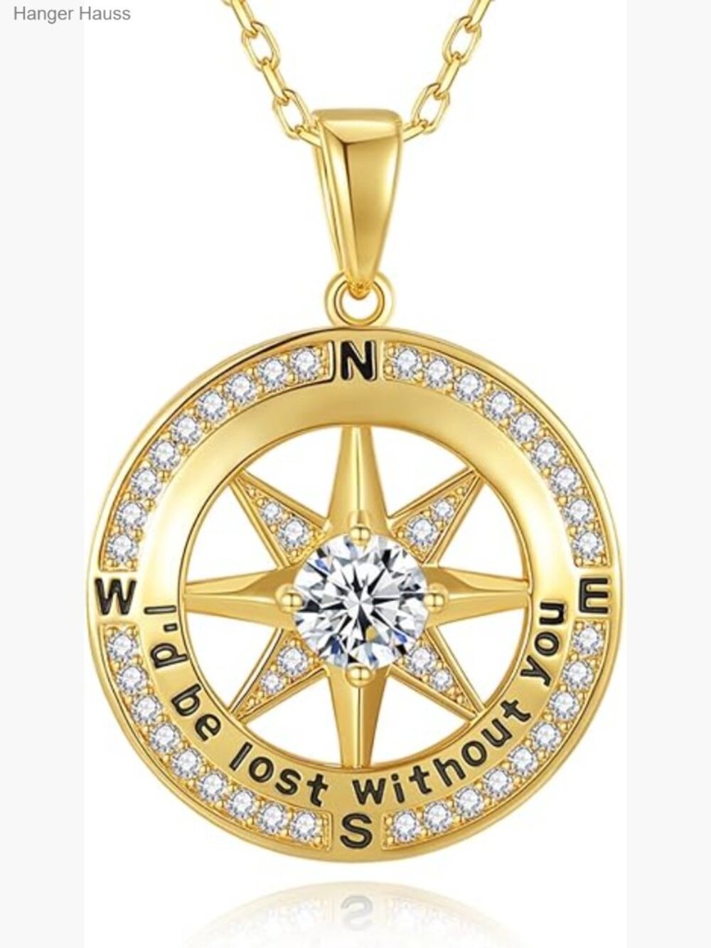 Compass Necklace I'd Be Lost Without You Real Gold Filled Pendant Jewelry Gift